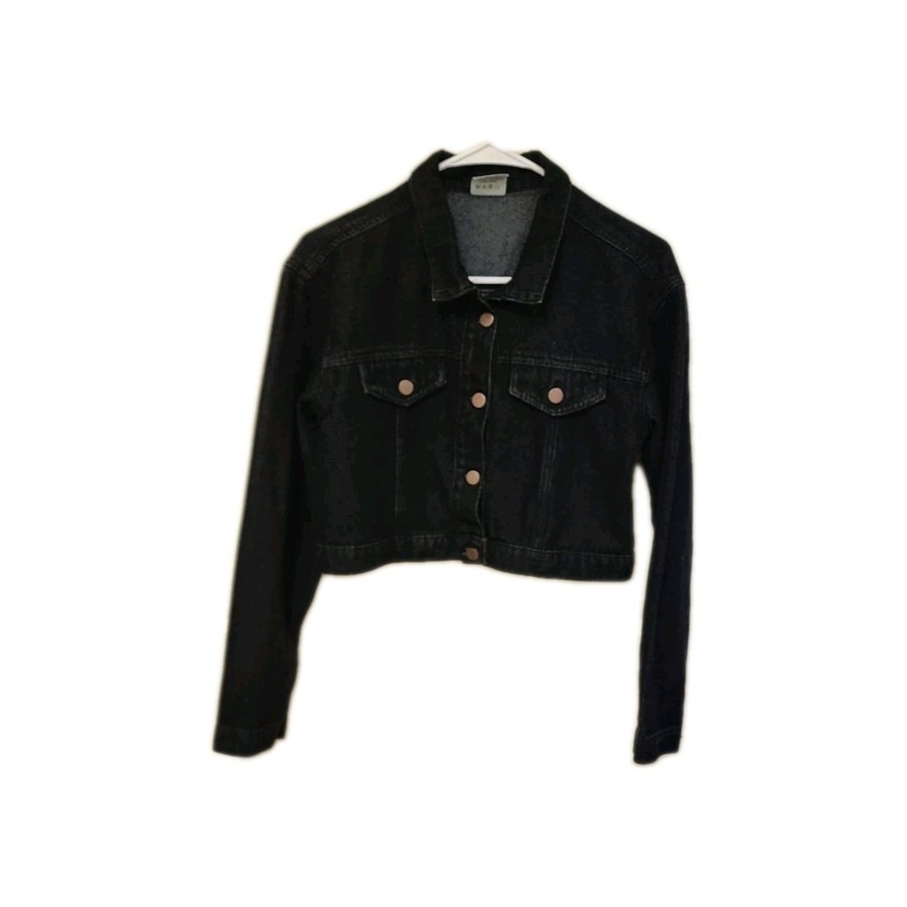 Girls Cropped Black Denim Jacket Large
